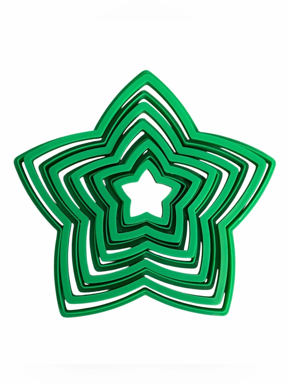 Set of 10 Nested Star Shaped Christmas Tree Plastic Cookie Cutters